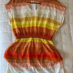 Marie Oliver Orange, Yellow and Coral Striped Dress